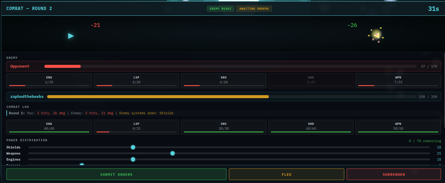 Combat engagement view
